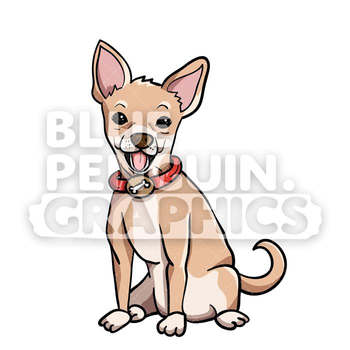 700x700 Chihuahua Sitting Vector Cartoon Clipart Illustration Blue