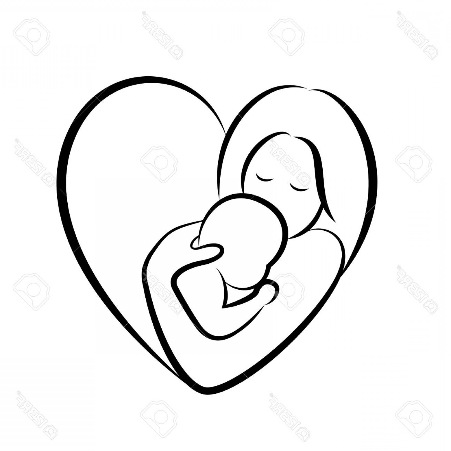 Photostock Vector Mother And Baby Stylized Vector Symbol In Heart 1560x1560 Photostock Vector Mother And Baby Stylized Vector Symbol In Heart
