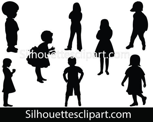 500x400 Children Silhouette Vector Graphics Pack Download Free