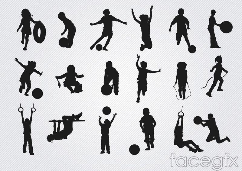 800x566 Playing Children's Silhouettes Vector Over Millions Vectors