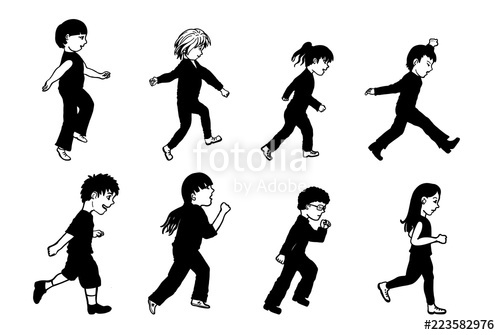 500x335 Set Of Children Vector Are Running Children Silhouette On White