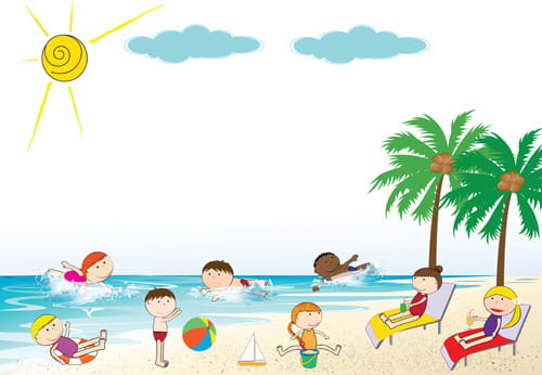 Children And Beach Summer Background Vector Free 500x346 Children And Beach Summer Background Vector Free