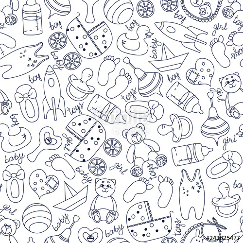 Children Background Hand Drawn Seamless Pattern With Toys 500x500 Children Background Hand Drawn Seamless Pattern With Toys