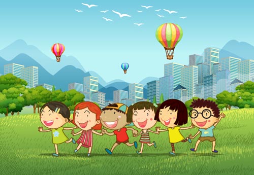 Happy Children With Nature Background Vector Free Download 500x345 Happy Children With Nature Background Vector Free Download