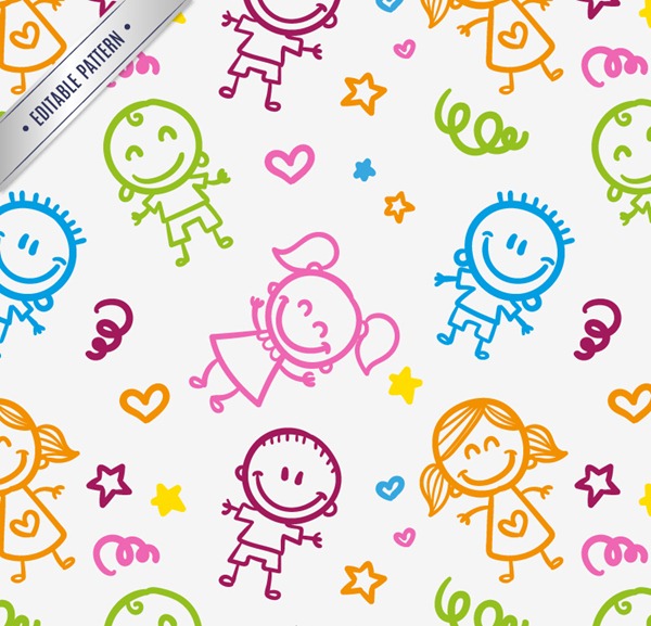 Painted Children Seamless Background Vector Graphics My Free 600x577 Painted Children Seamless Background Vector Graphics My Free