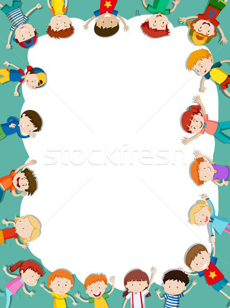 Border Template With Happy Children In Background Vector 448x600 Border Template With Happy Children In Background Vector