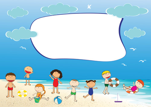 Children And Beach Summer Background Vector Free Vector 500x354 Children And Beach Summer Background Vector Free Vector