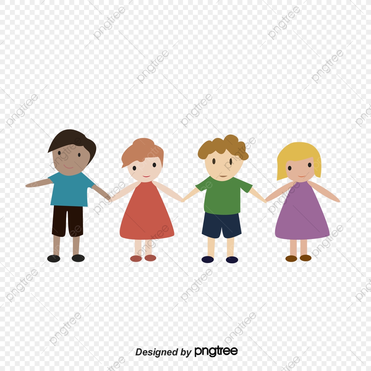 Cute Cartoon Illustration Of Happy Children Holding Hands Image 1200x1200 Cute Cartoon Illustration Of Happy Children Holding Hands Image