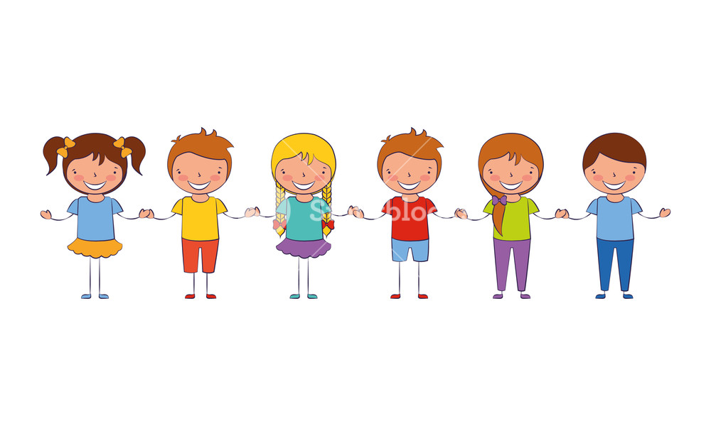Cute Group Kids Holding Hands Vector Illustration Royalty Free 1000x600 Cute Group Kids Holding Hands Vector Illustration Royalty Free