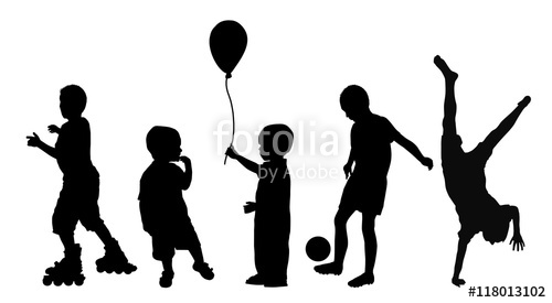 Black Silhouettes Of Children Playing On White Background, Vector 500x275 Black Silhouettes Of Children Playing On White Background, Vector