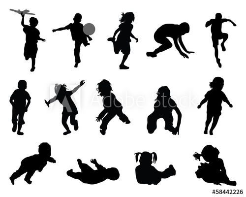 Black Silhouettes Of Children Playing Vector 500x400 Black Silhouettes Of Children Playing Vector