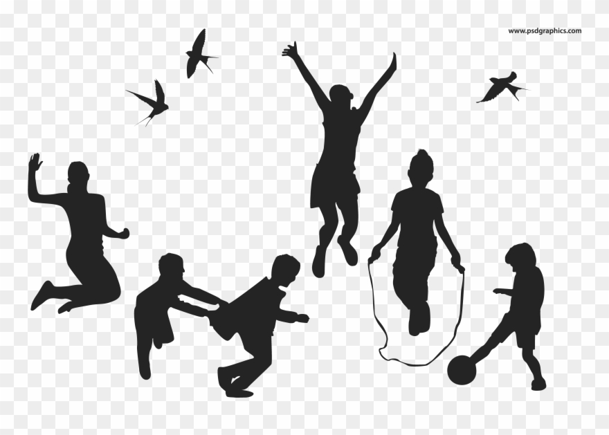 Playful Children Vector Silhouettes 880x629 Playful Children Vector Silhouettes