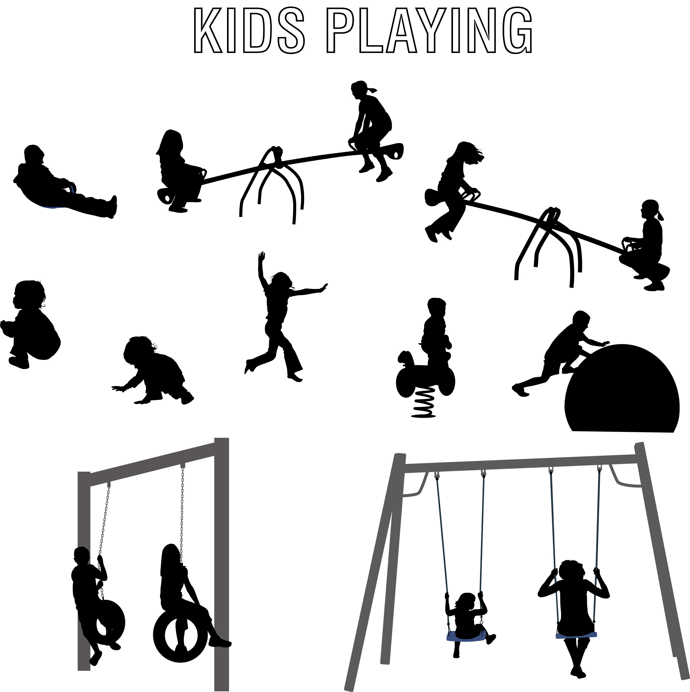 Children Playing Vector Silhouettes 2863x2871 Children Playing Vector Silhouettes