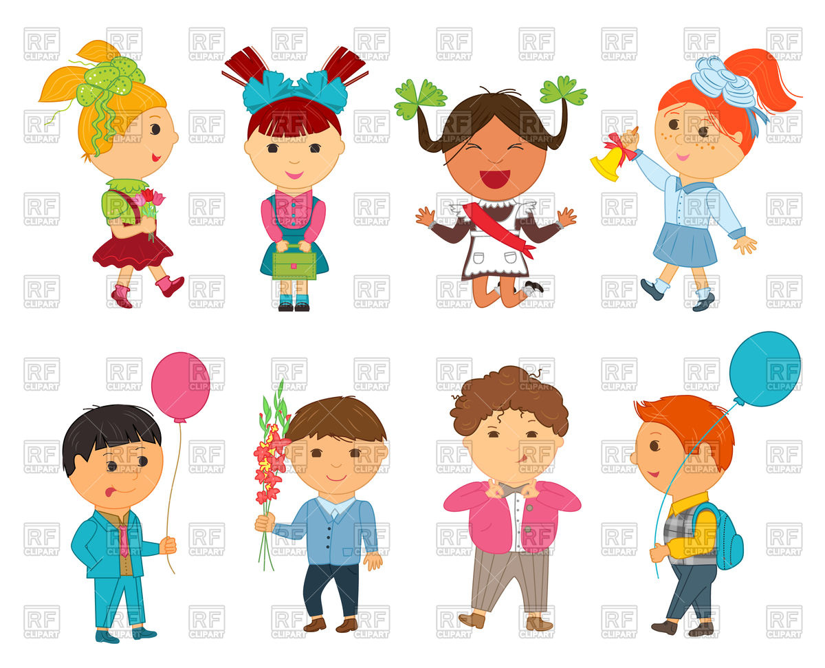 1200x971 Funny Cartoon Kids Go To School, Happy Children Vector Image