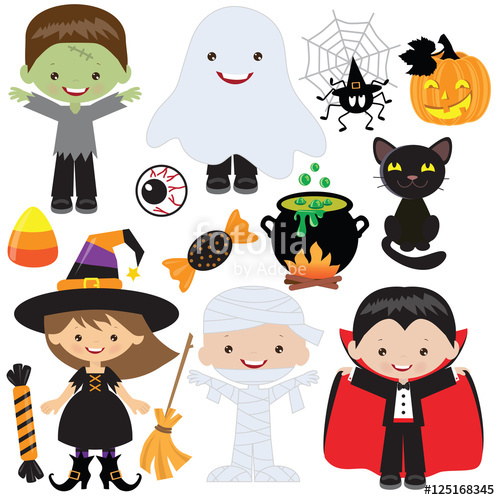 500x500 Halloween Children Vector Cartoon Illustration Stock Image
