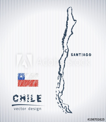 434x500 Chile Vector Chalk Drawing Map Isolated On A White Background