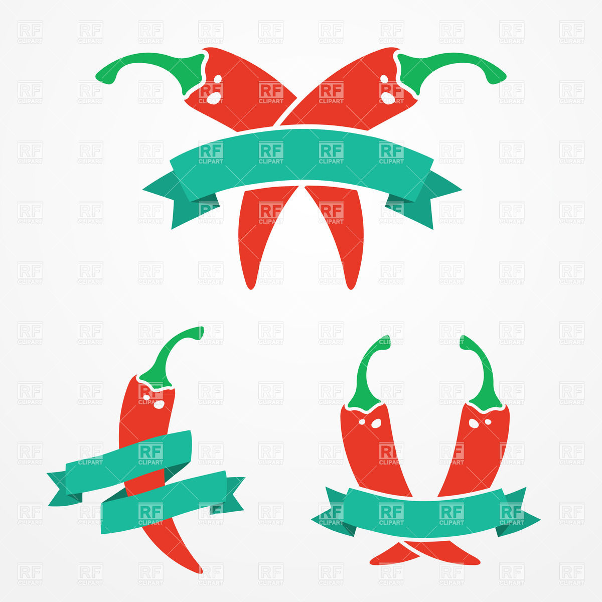 1200x1200 Emblems With Red Chili Peppers And Ribbons Vector Image Of Food