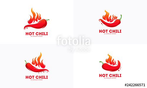 500x300 Set Of Red Hot Chili Logo Designs Concept Vector, Spicy Pepper