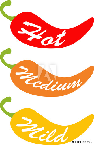 Drei Chilis In Rot Orange Und Gelb Hot, Medium Und Mild 326x500 Drei Chilis In Rot Orange Und Gelb Hot, Medium Und Mild