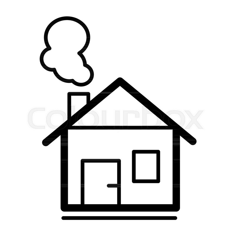 800x800 House With Chimney Vector Line Icon Stock Vector Colourbox
