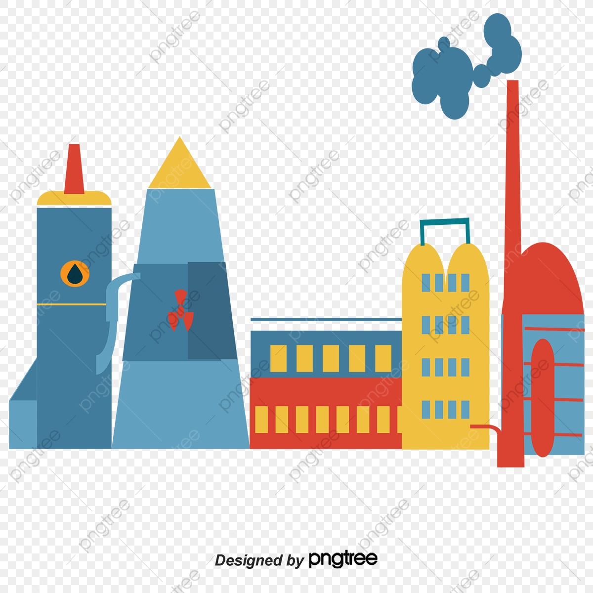 1200x1200 Vector Cartoon Color Air Bag Chemical Plant Chimney, Vector