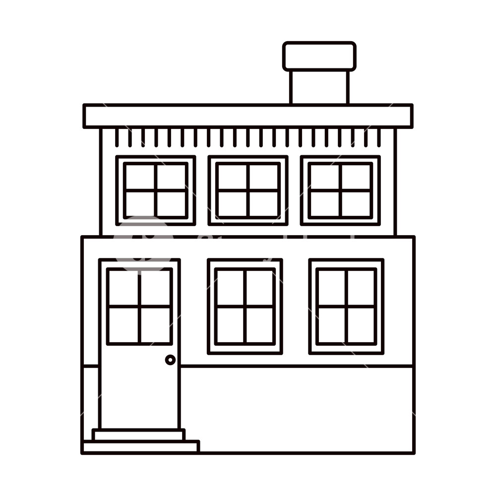 1000x1000 Monochrome Silhouette House Of Two Floors And Chimney Vector