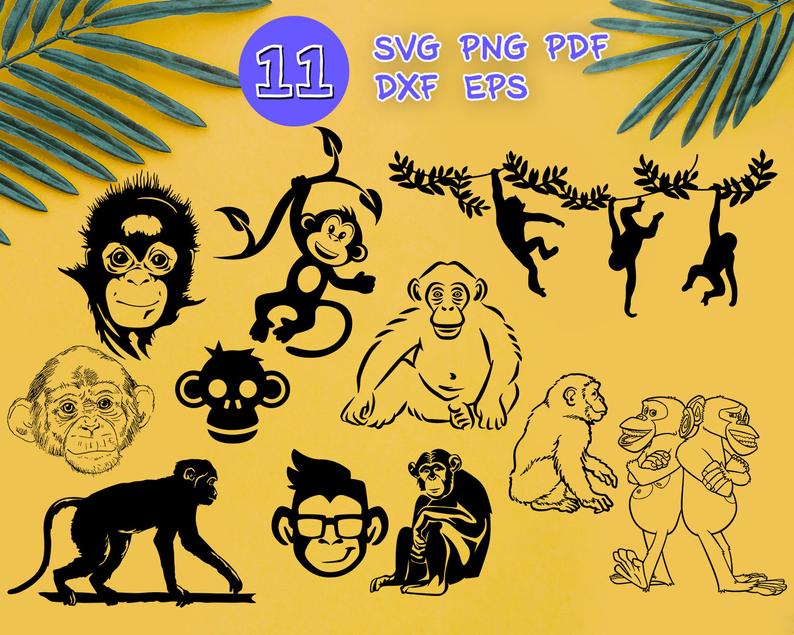 794x635 Chimpanzee Primate Wildlife Chimpanzee Cricut Etsy