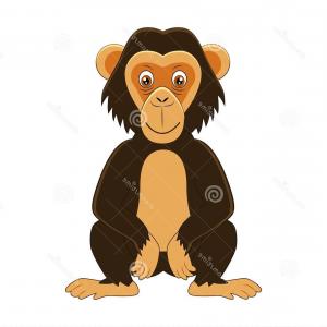 300x300 Cute Cartoon Chimpanzees Vector Illustration White Background