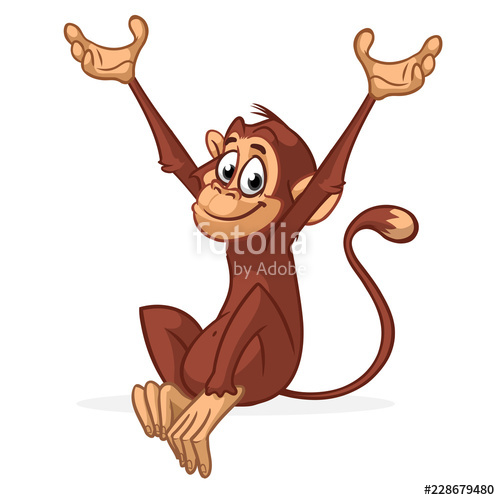 500x500 Cute Monkey Chimpanzee Vector Illustration In Fun Cartoon Style