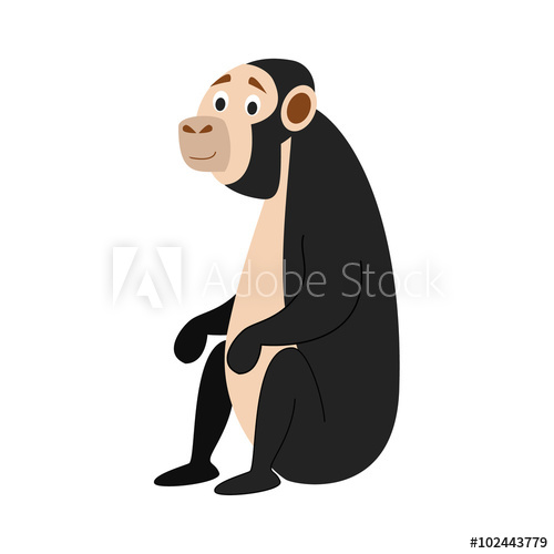 500x500 Cute Cartoon Chimpanzee Vector Illustration