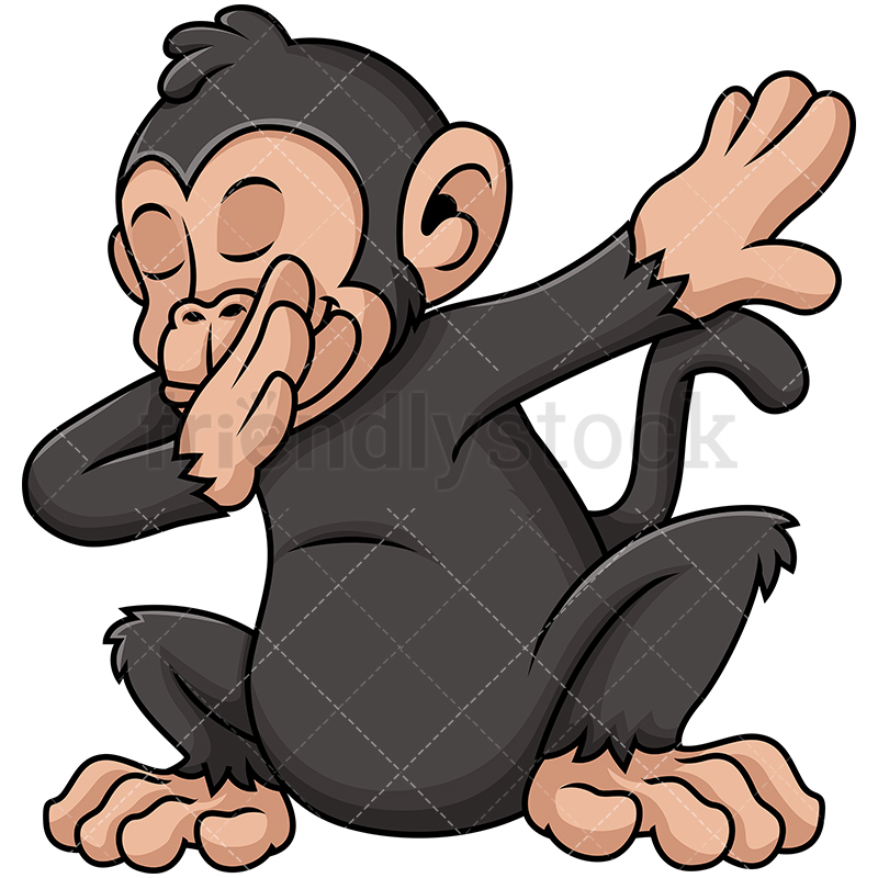 800x800 Dabbing Chimp Cartoon Vector Clipart