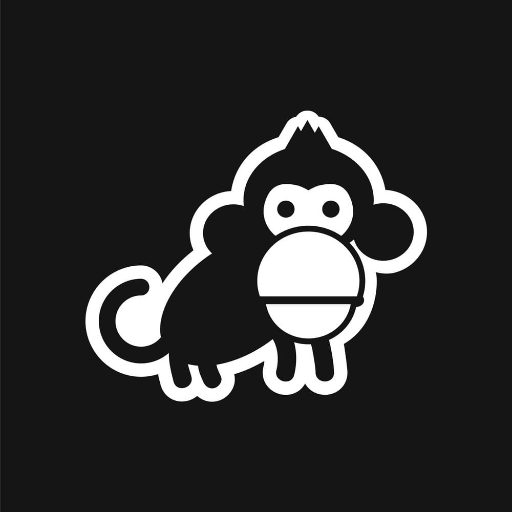 1000x1000 Stylish Black And White Icon Small Chimpanzee Vector