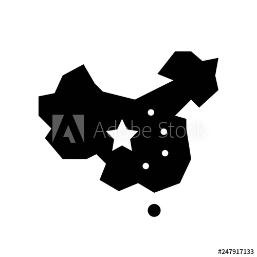 China Map Vector, Chinese Lunar New Year Solid Style Icon 500x500 China Map Vector, Chinese Lunar New Year Solid Style Icon