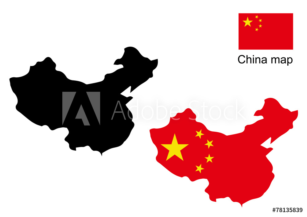 Photo Art Print China Map Vector, China Flag Vector Europosters 1000x707 Photo Art Print China Map Vector, China Flag Vector Europosters
