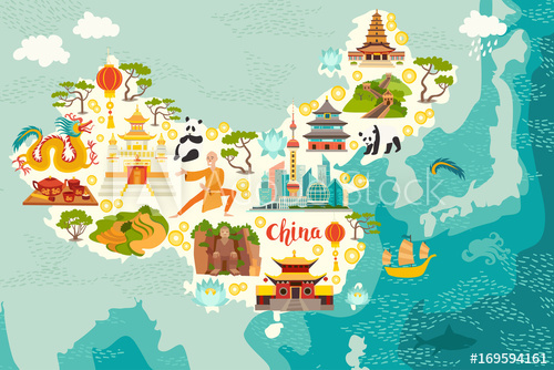 500x334 Illustrated Map Of China Vector Illustration For Kid And Children