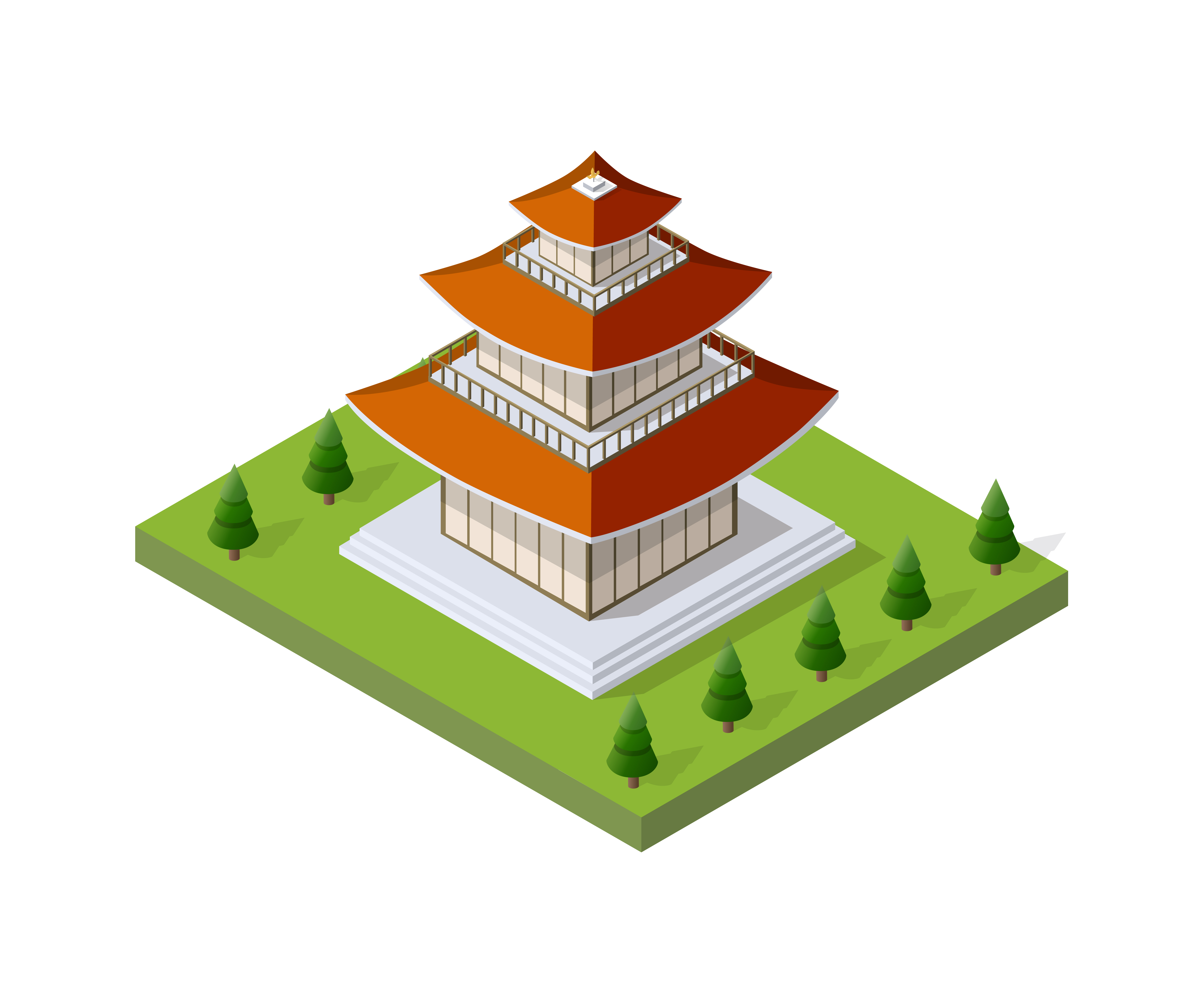 7795x6496 Chinese Pagoda Free Vector Art