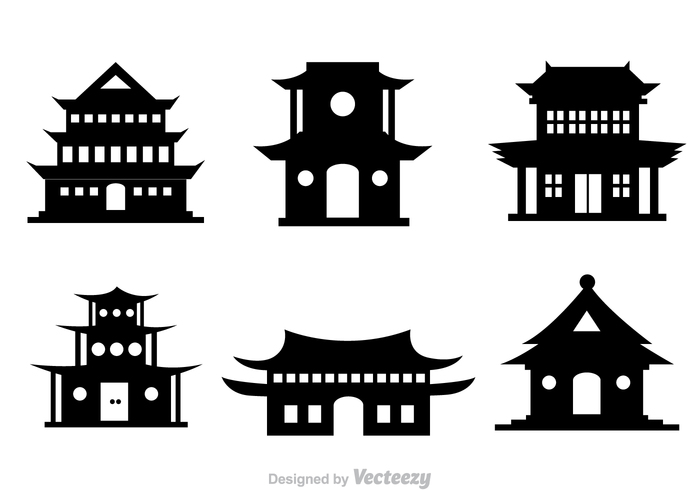 700x490 Chinese Temple Black Vector Icons