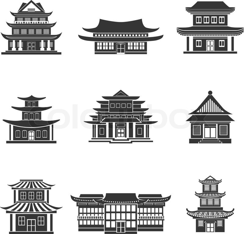 800x767 Chinese House Ancient Temples Stock Vector Colourbox