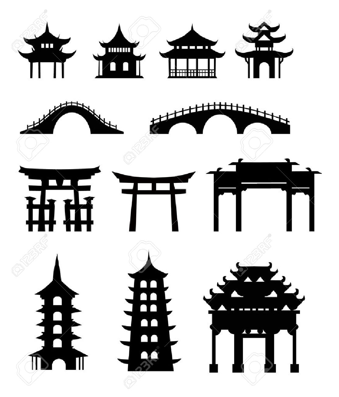 1112x1300 Huge Collection Of 'chinese Building Silhouette' Download More