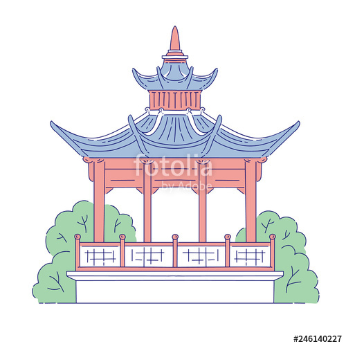 500x500 Vector Chinese Gazebo Building Architectural Landmark Oriental