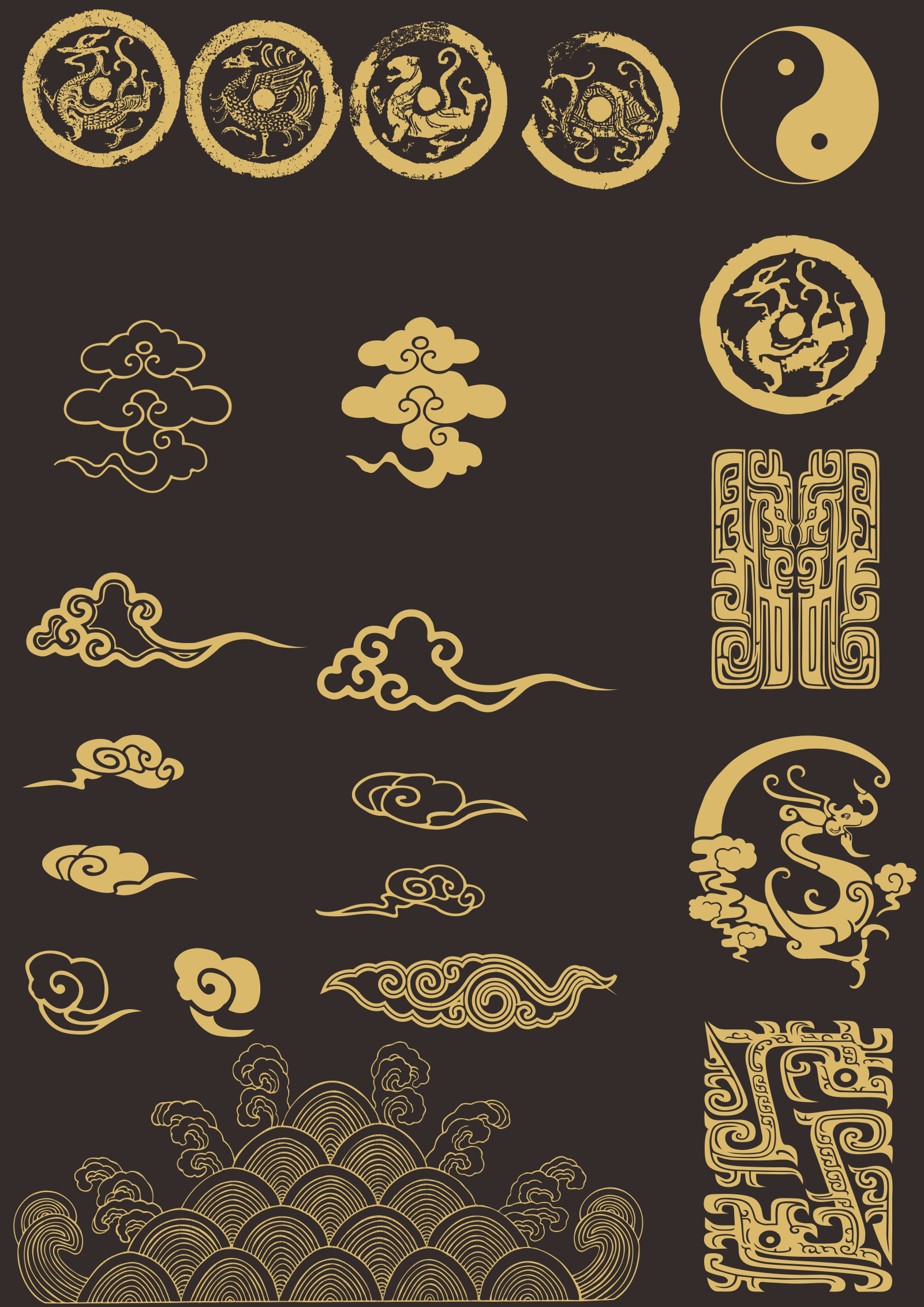 1601x2264 Traditional Cloud Xiangyun Pattern Vector China Vectors Cdr Free