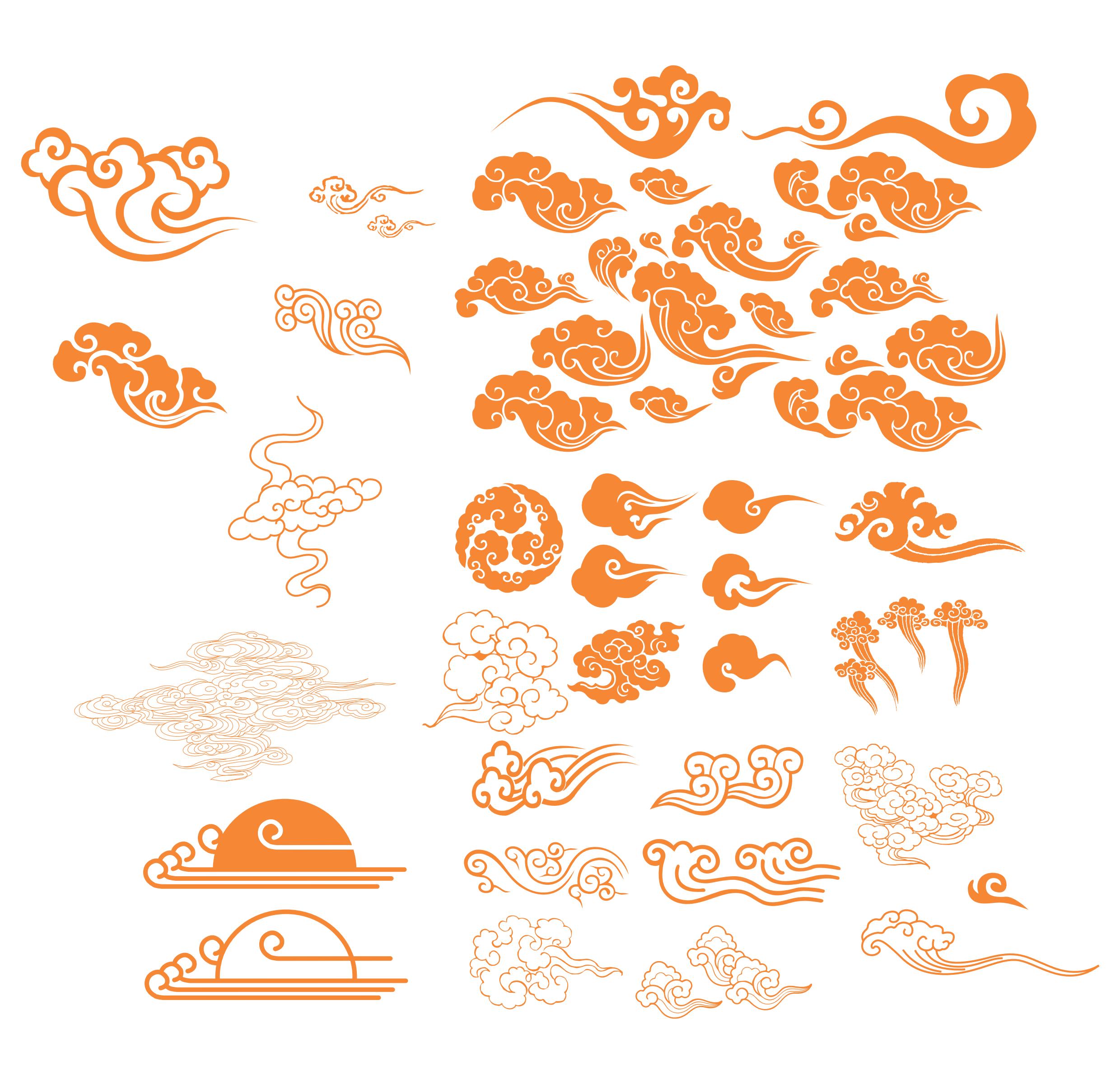 2480x2400 Chinese Cloud Tattoo Group With Items