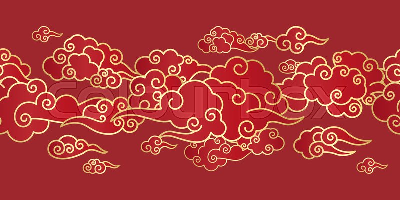 800x400 Seamless Border With Golden Chinese Stock Vector Colourbox