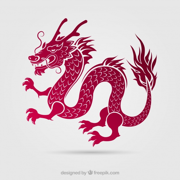 626x626 Traditional Chinese Dragon With Silhouette Design Vector Free