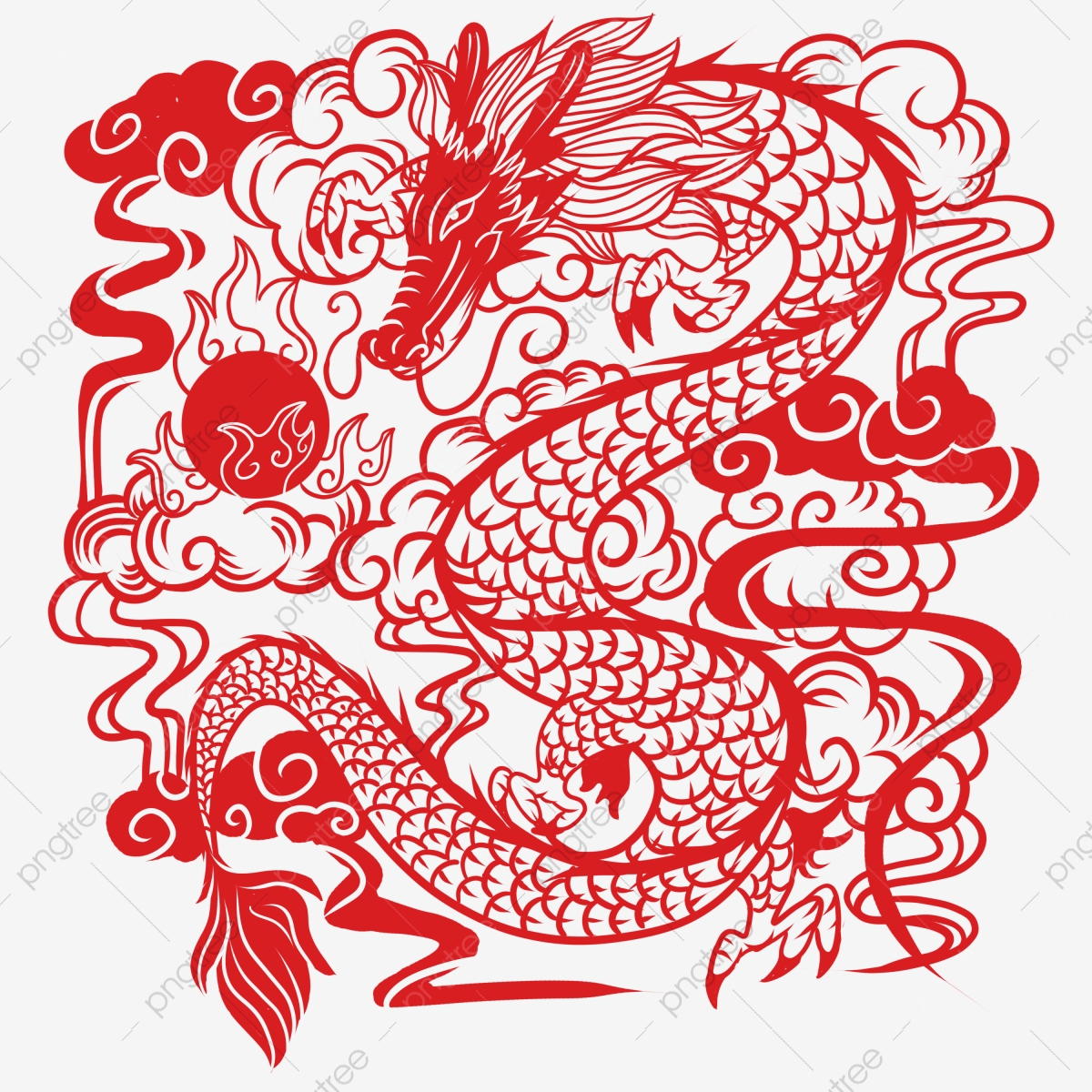 1200x1200 Chinese Paper Cut Dragon, Chinese Vector, Dragon Vector, Chinese