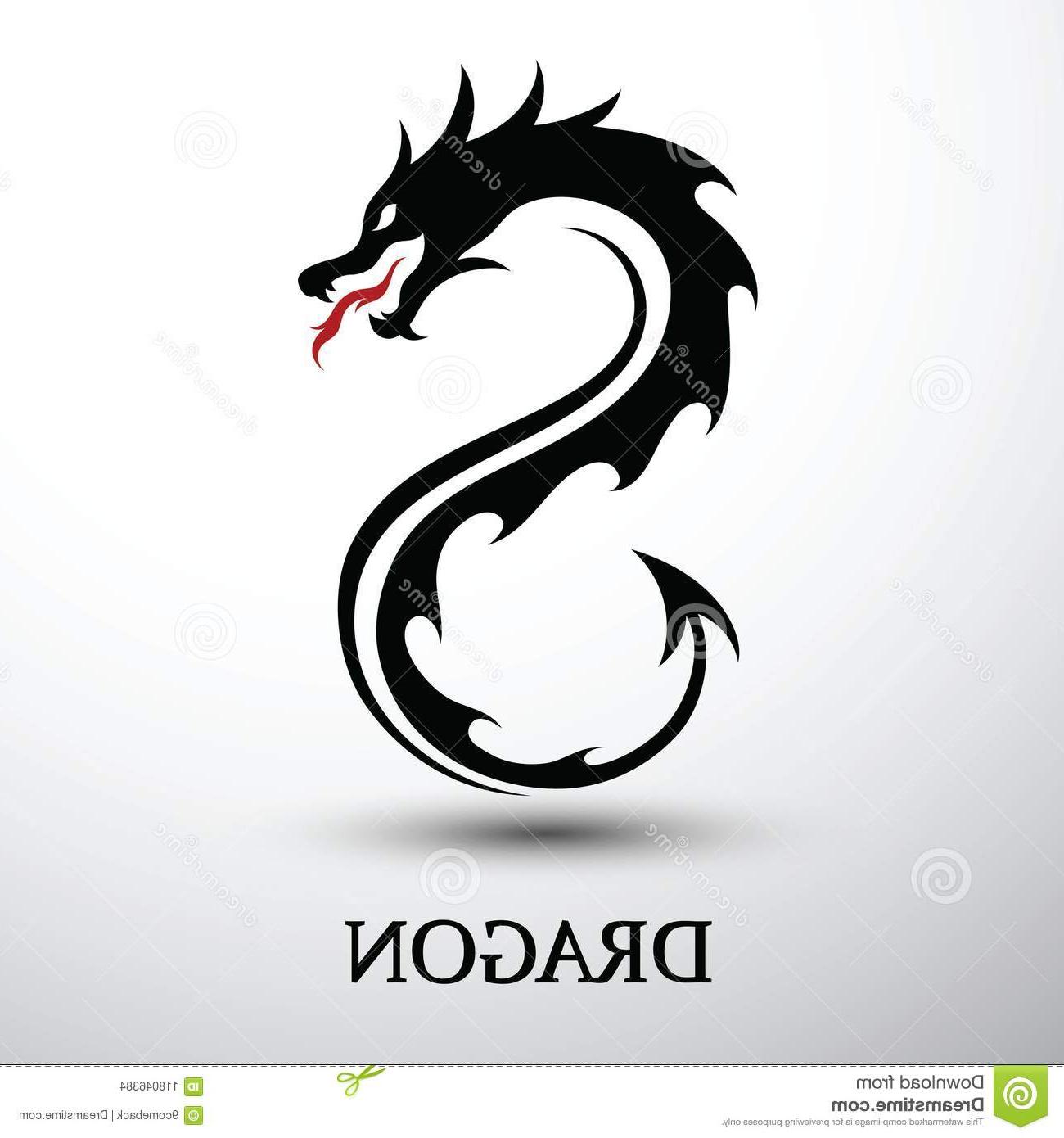 1300x1390 Best Chinese Dragon Vector Silhouette Flat Color Logo Design