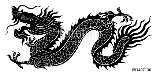 500x241 Silhouette Of Chinese Dragon Crawling Stock Image And Royalty