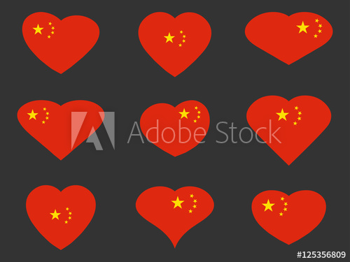 500x375 China Hearts With Chinese Flag Vector Illustration