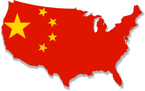 500x314 Usa Map With Chinese Flag Over It Vector Clip Art