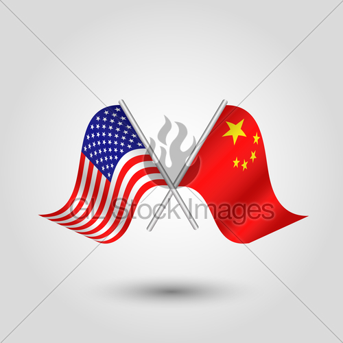 500x500 Vector Two Crossed American And Chinese Flags On Silver S Gl